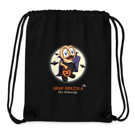 GMB-01-034-B051X15z-G0 BREZLING® Halloween Beutel für Süßigkeiten "Graf Brezula" - Schwarz - Stanley/Stella recycelter Gym Bag - Schwarz
