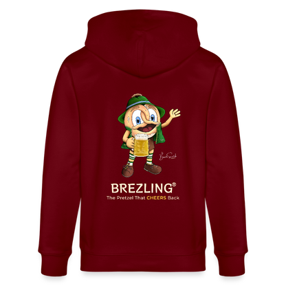 KPJ-05-026-B060x0rck - BREZLING® Kapuzenjacke "The Pretzel That CHEERS Back" - Bordeaux (Unisex) - Stanley/Stella Unisex Bio-Kapuzenjacke CULTIVATOR - Burgunderrot