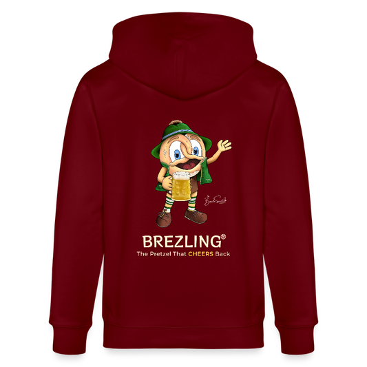 KPJ-05-026-B060x0rck - BREZLING® Kapuzenjacke "The Pretzel That CHEERS Back" - Bordeaux (Unisex) - Stanley/Stella Unisex Bio-Kapuzenjacke CULTIVATOR - Burgunderrot