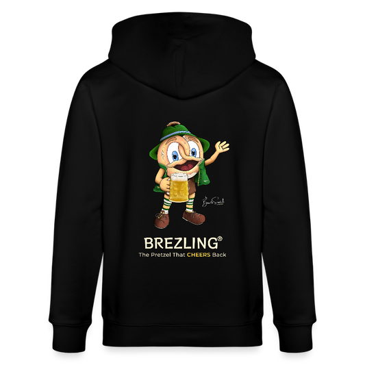 KPJ-01-026-B060x0rck - BREZLING® Kapuzenjacke "The Pretzel That CHEERS Back" - Schwarz (Unisex) - Stanley/Stella Unisex Bio-Kapuzenjacke CULTIVATOR - Schwarz