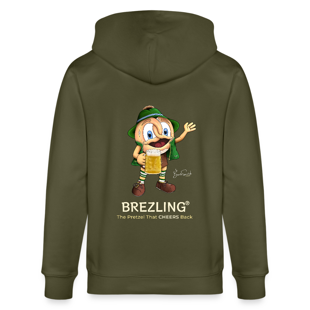 KPJ-08-026-B060x0rck - BREZLING® Kapuzenjacke "The Pretzel That CHEERS Back" - Khaki (Unisex) - Stanley/Stella Unisex Bio-Kapuzenjacke CULTIVATOR - Khaki