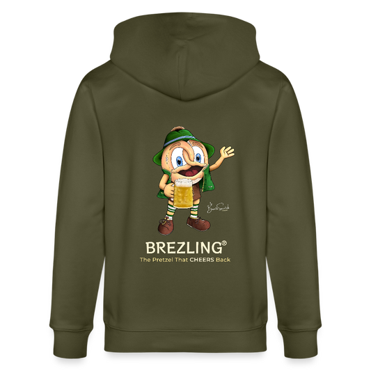 KPJ-08-026-B060x0rck - BREZLING® Kapuzenjacke "The Pretzel That CHEERS Back" - Khaki (Unisex) - Stanley/Stella Unisex Bio-Kapuzenjacke CULTIVATOR - Khaki