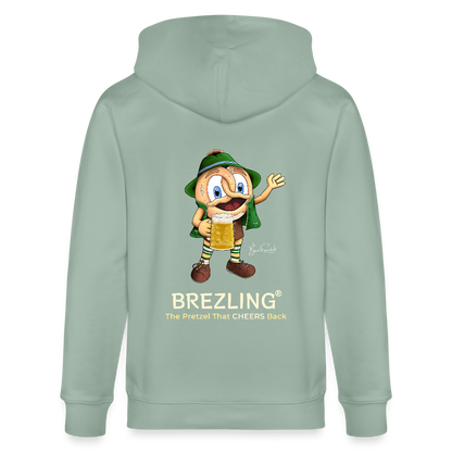 KPJ-11-026-B060x0rck  - BREZLING® Kapuzenjacke "The Pretzel That CHEERS Back" - helles Graugrün (Unisex) - Stanley/Stella Unisex Bio-Kapuzenjacke CULTIVATOR - Helles Graugrün