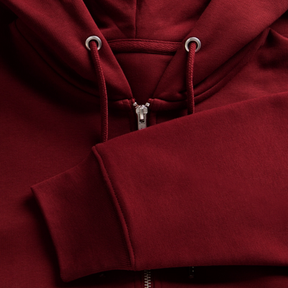 KPJ-05-026-B060x0rck - BREZLING® Kapuzenjacke "The Pretzel That CHEERS Back" - Bordeaux (Unisex) - Stanley/Stella Unisex Bio-Kapuzenjacke CULTIVATOR - Burgunderrot