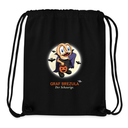 GMB-01-034-B051X15z-G0 BREZLING® Halloween Beutel für Süßigkeiten "Graf Brezula" - Schwarz - Stanley/Stella recycelter Gym Bag - Schwarz