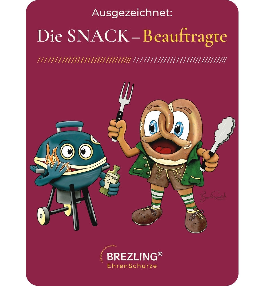 Ehren-Grillschürze für Erwachsene: "Ausgezeichnet: Die SNACK-Beauftragte"