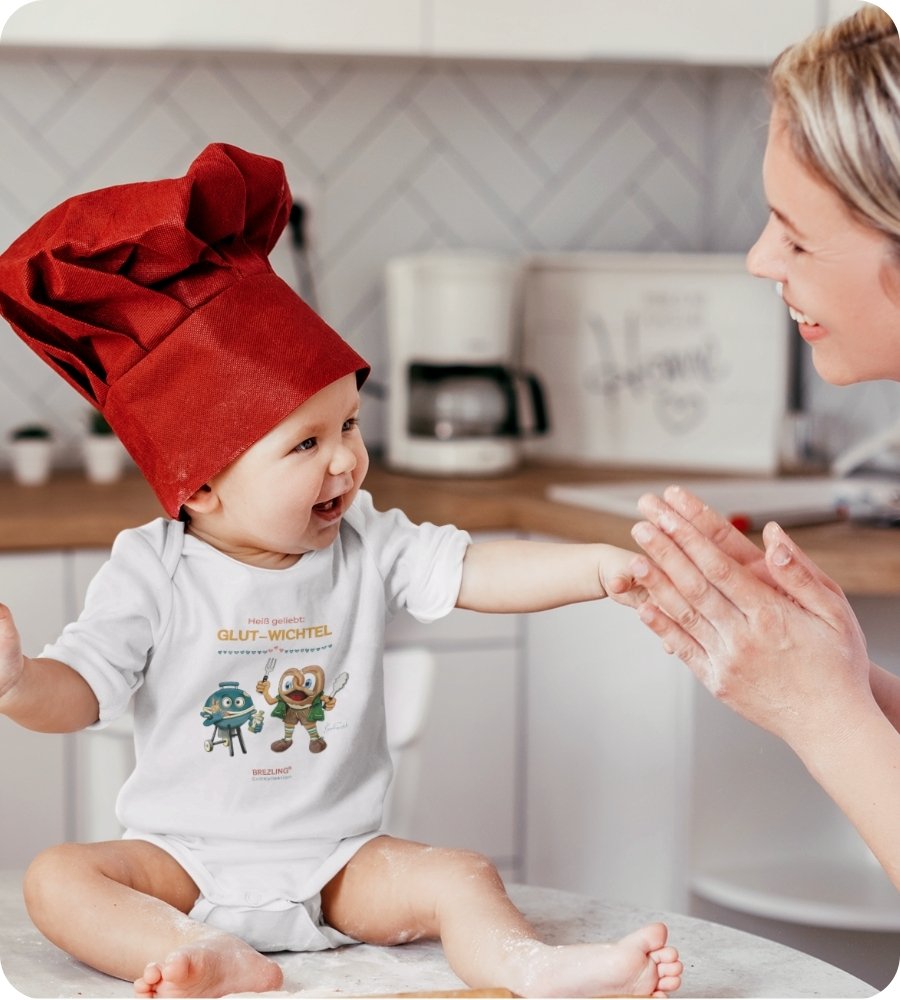 Baby-Strampler aus der Grillkollektion: "Heiß geliebt: GLUT-WICHTEL"