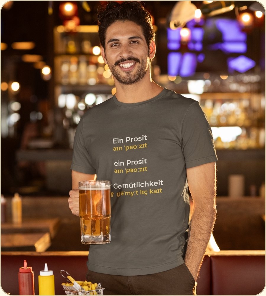 T-Shirt "Ein Prosit der Gemütlichkeit" mit internationaler Lautschrift - Anthrazit (unisex)