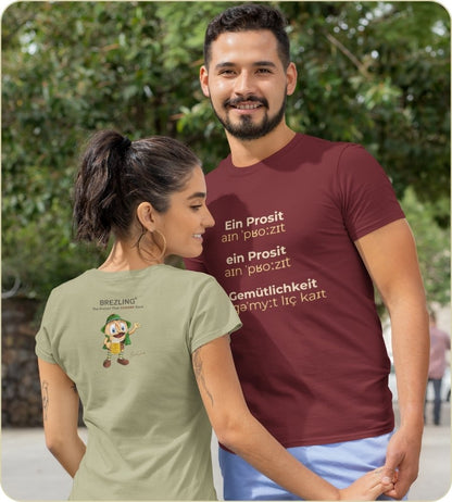 T-Shirt "Ein Prosit der Gemütlichkeit" mit internationaler Lautschrift - bordeaux