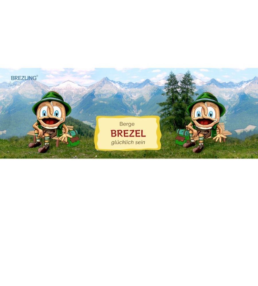 Wandertasse "Berge. Brezel. Glücklich sein"