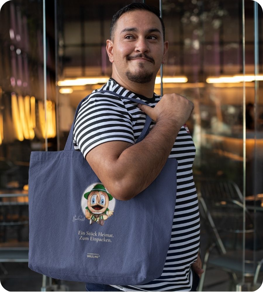 BREZLING® große Stofftasche "Ein Stück Heimat. Zum Einpacken" - Dunkelblau & Schwarz